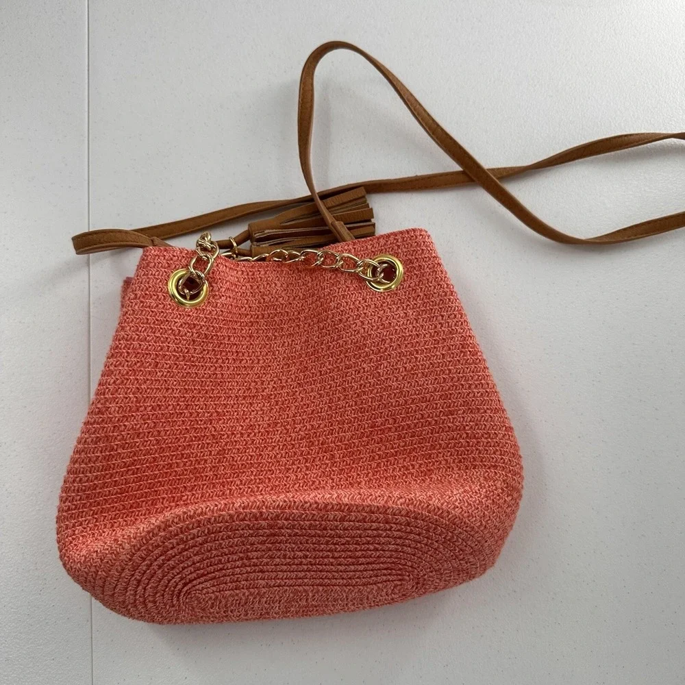 Magid paper straw bag Purse Shoulder Hobo‎ MCM Beach Coastal Nautical Boho